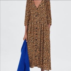 Zara trf leopard midi dress
